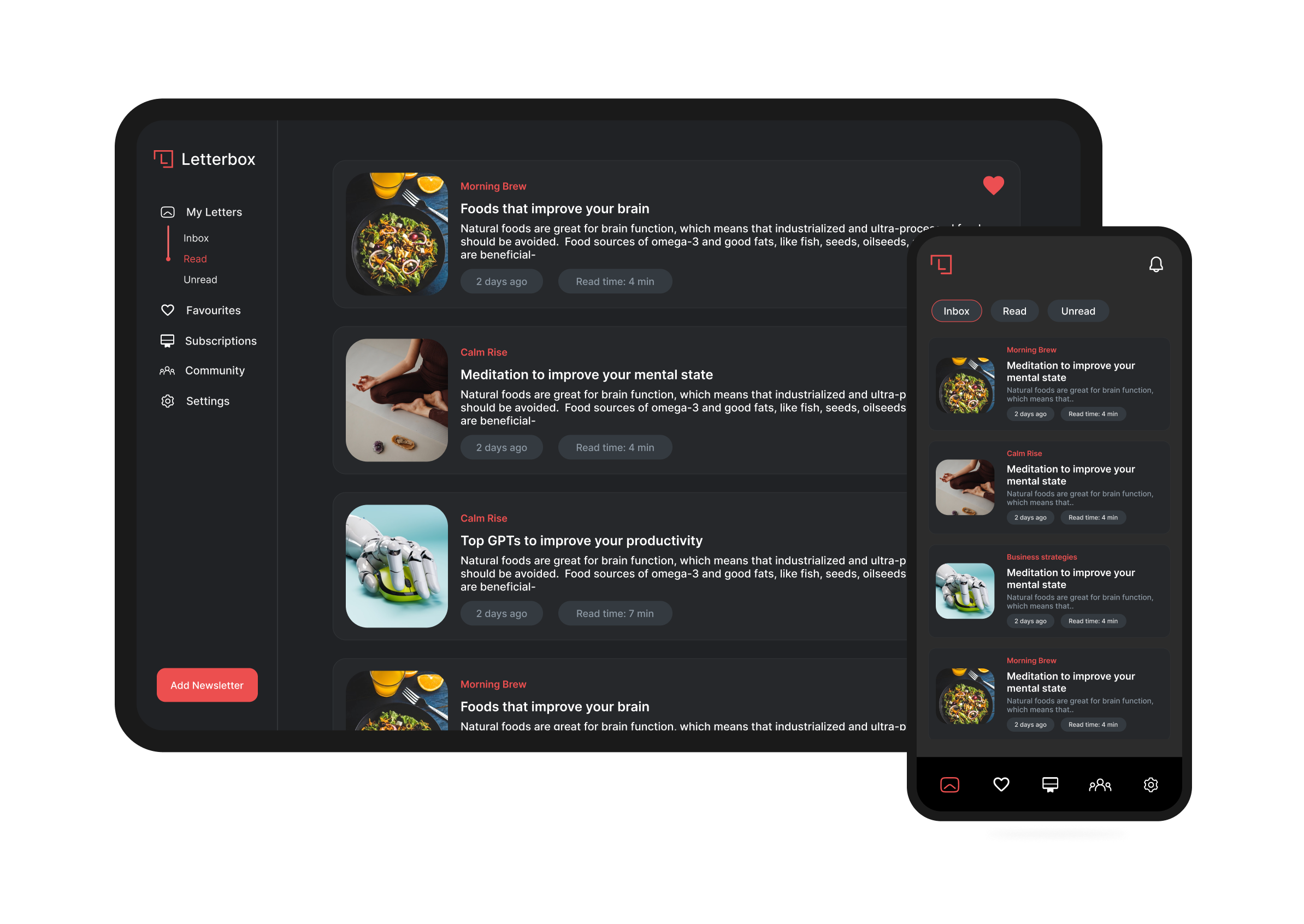 Dashboard mockup